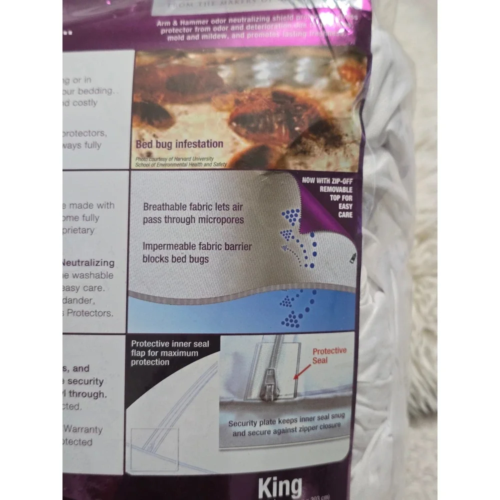 SleepSafe King Premium Anti-Bed Bug Mattress Protector Zip-Off Top Arm & Hammer